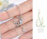 925 Silver CZ Star Moon Choker Necklace Wedding Party Jewelry