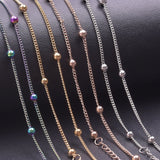 Stainless Steel Chain Necklace Beads Jewelry Choker