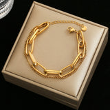 Link Chain Stainless Steel Bangle Bracelet for Women