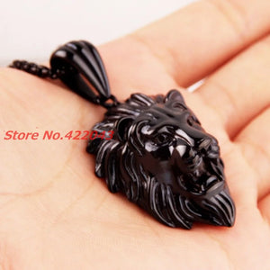 Lion Head Pendant Necklace Stainless Steel Male Jewelry