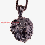 Lion Head Pendant Necklace Stainless Steel Male Jewelry