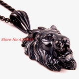 Lion Head Pendant Necklace Stainless Steel Male Jewelry