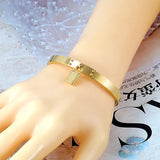 Lock Charm Bracelets Stainless Steel Metal Buckle Bangles Female