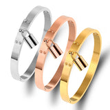 Lock Charm Bracelets Stainless Steel Metal Buckle Bangles Female
