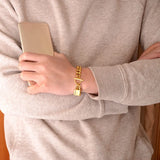 Lock Pendant Stainless Steel Bracelet Cuban Link Chain Bangle