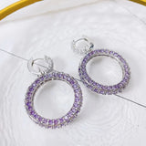 Lock Ring Hoop Earring Cubic Zirconia Wedding Jewelry Women Round Earrings