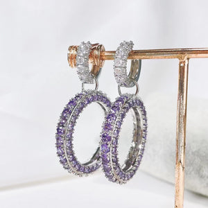 Lock Ring Hoop Earring Cubic Zirconia Wedding Jewelry Women Round Earrings