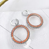 Lock Ring Hoop Earring Cubic Zirconia Wedding Jewelry Women Round Earrings