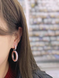 Lock Ring Hoop Earring Cubic Zirconia Wedding Jewelry Women Round Earrings