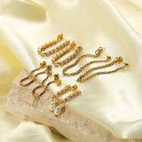 CZ Pearl Stud Earring Stainless Steel Long Tassel Chain Earring for Girls