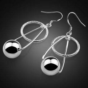 Geometric 925 Sterling Silver Earrings, Allergy-Free Drop Earrings for Women