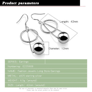 Geometric 925 Sterling Silver Earrings, Allergy-Free Drop Earrings for Women