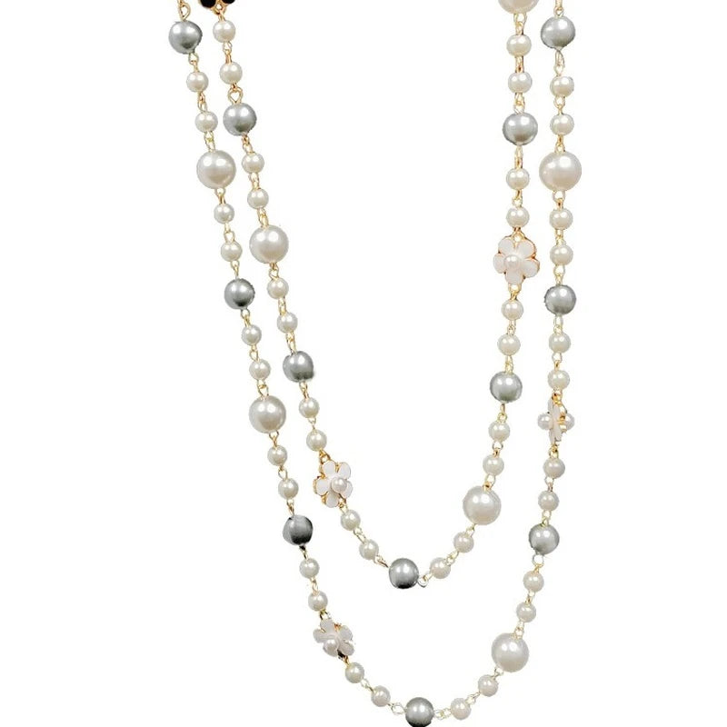 Women's Vintage Beaded Long Necklace Pearl Chain Jewelry Gift