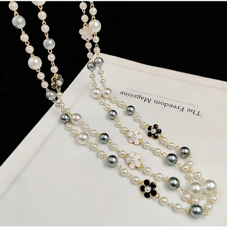 Women's Vintage Beaded Long Necklace Pearl Chain Jewelry Gift