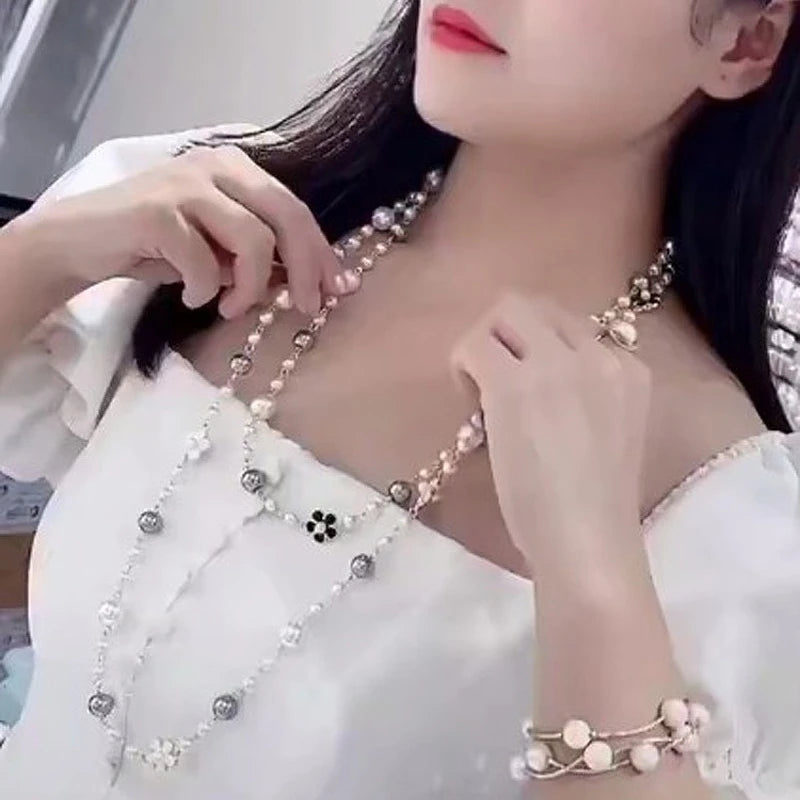 Women's Vintage Beaded Long Necklace Pearl Chain Jewelry Gift