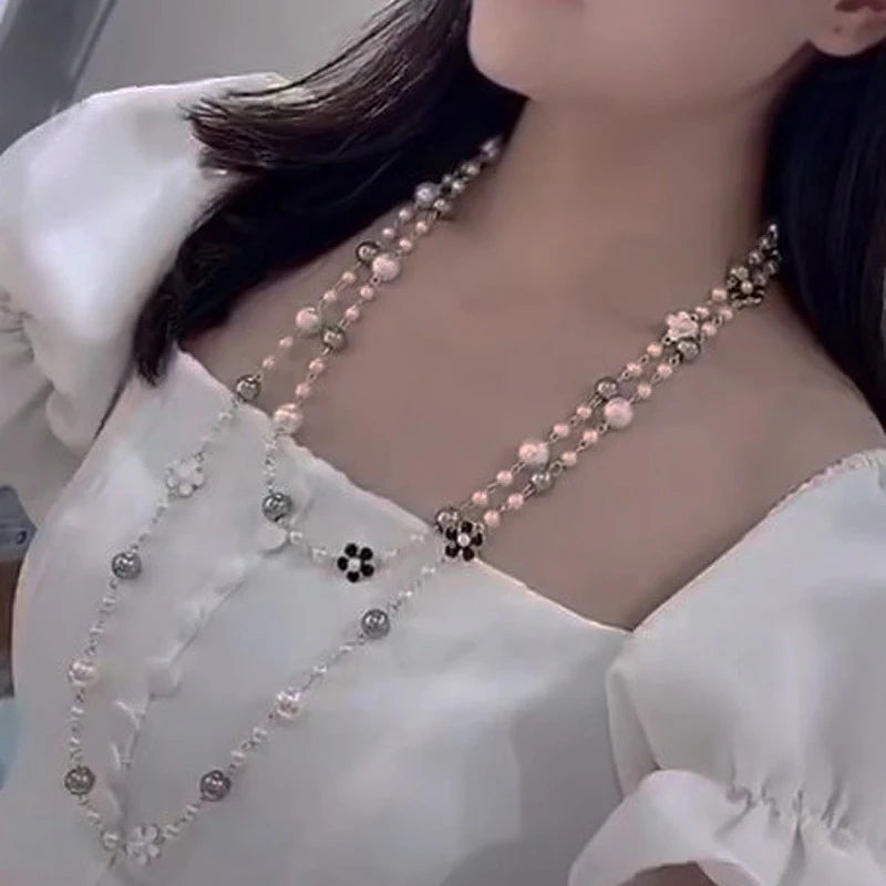 Women's Vintage Beaded Long Necklace Pearl Chain Jewelry Gift