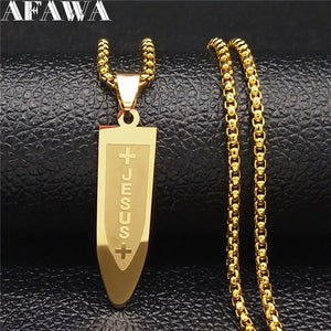 Stainless Steel Jesus Bullet Necklace for Men N1164S02