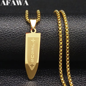 Stainless Steel Jesus Bullet Necklace for Men N1164S02