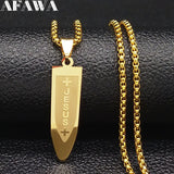 Stainless Steel Jesus Bullet Necklace for Men N1164S02
