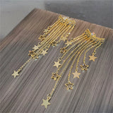 Long Tassel Crystal Earrings for Women Exaggerated Star Hoop Earring