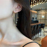Long Tassel Crystal Earrings for Women Exaggerated Star Hoop Earring