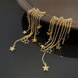 Long Tassel Crystal Earrings for Women Exaggerated Star Hoop Earring