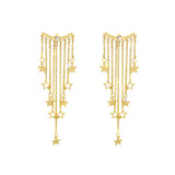 Long Tassel Crystal Earrings for Women Exaggerated Star Hoop Earring