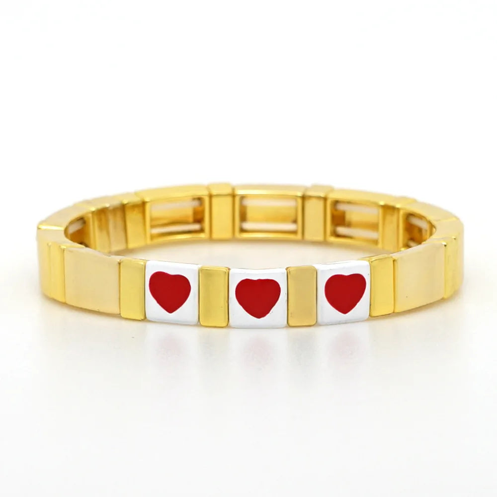Vintage Red Heart MOM Bangles For Women Jewelry
