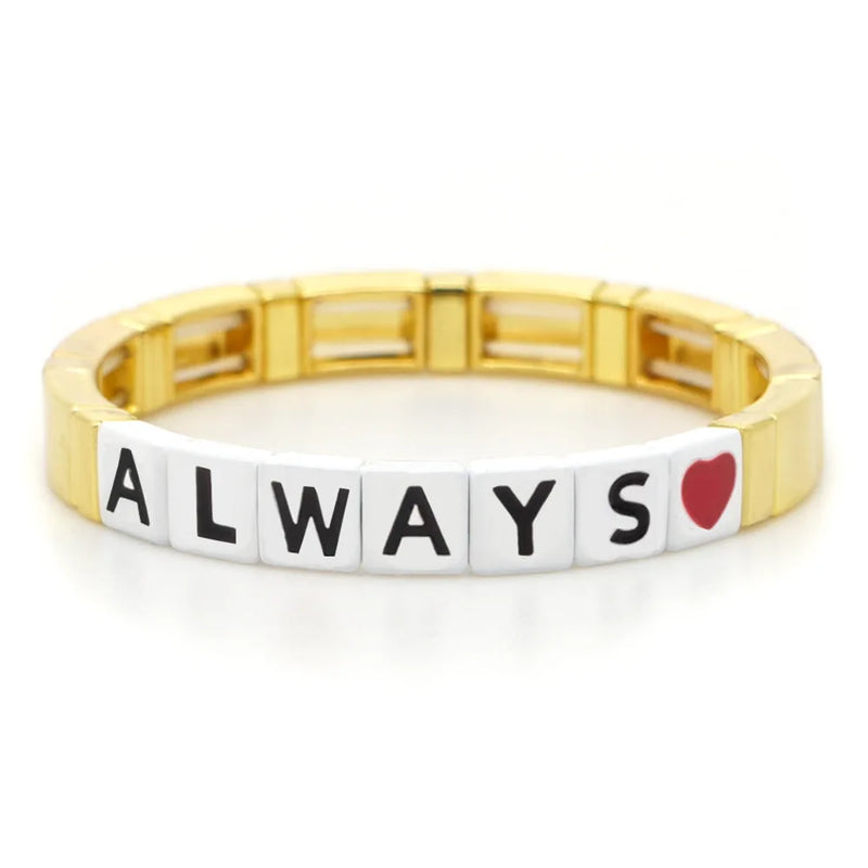 Vintage Red Heart MOM Bangles For Women Jewelry