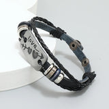 Love Heart Charm Bracelet Cuff Wrap Leather Wristbands Braided Bangle