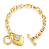 Love Heart Charm Bracelet Stainless Steel Chain Bileklik