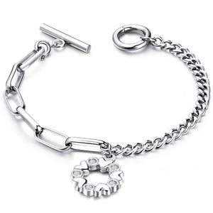 Love Heart Charm Bracelet Stainless Steel Chain Bileklik