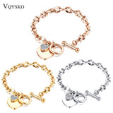 Love Heart Charm Bracelet Stainless Steel Chain Bileklik