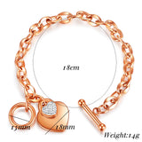 Love Heart Charm Bracelet Stainless Steel Chain Bileklik