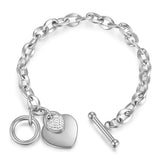 Love Heart Charm Bracelet Stainless Steel Chain Bileklik