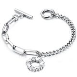 Love Heart Charm Bracelet Stainless Steel Chain Bileklik