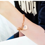 Love Heart Charm Bracelet Stainless Steel Chain Bileklik