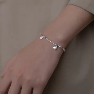 Heart Coin Chain Bracelet 925 Sterling Silver Square Bracelets Women Girls
