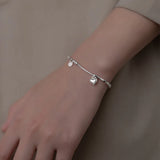 Heart Coin Chain Bracelet 925 Sterling Silver Square Bracelets Women Girls