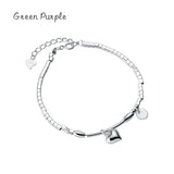 Heart Coin Chain Bracelet 925 Sterling Silver Square Bracelets Women Girls