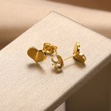 Love Heart Earrings Stainless Steel Piercing Ear Studs Women Jewelry