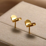 Love Heart Earrings Stainless Steel Piercing Ear Studs Women Jewelry