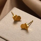 Love Heart Earrings Stainless Steel Piercing Ear Studs Women Jewelry