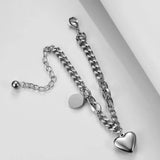 Love Heart&Round Tag Charm Bracelets Stainless Steel Bohemia Chain Jewelry