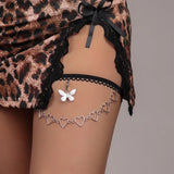 Butterfly Leg Chain Body Jewelry Silver Thigh Chain