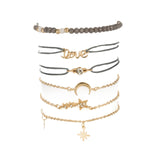 Love Star Sun Moon Bead Hand Chain Bracelet Set For Women