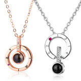 Love's Vow Pendant Necklace 925 Silver 100 Language Love Lady Girl Gift