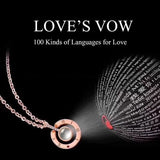Love's Vow Pendant Necklace 925 Silver 100 Language Love Lady Girl Gift