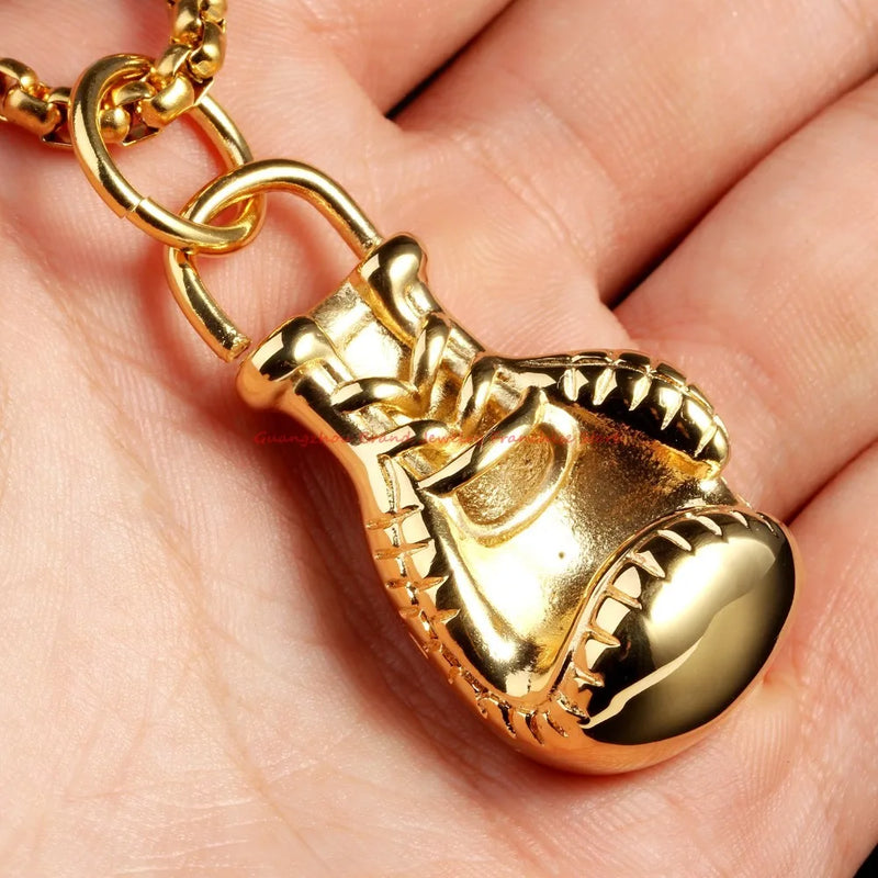 Boxing Glove Chain Stainless Steel Pendant Mens Boys