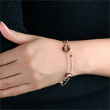Lovely Ball Circle Charm Bracelets For Women Rose Stainless Steel Link Chain